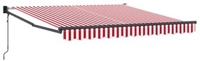 Automatikus Behúzható Napellenző Piros és Fehér Csíkos 300x250 cm