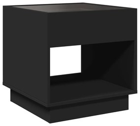 fekete végtelen hatású LED-es éjjeliszekrény 50 x 50x 50 cm