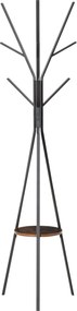 HOMCOM Kabáttartó, Kabároknak 8 Akasztóval, Kabáttartó Polccal, Álló Ruhásszekrény Ruhákhoz, Kalapokhoz, Táskához, Fém, Barna, 45 x 45 x 180 cm | Aoso