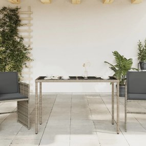 szürke polyrattan üveglapos kerti asztal 115x54x74 cm
