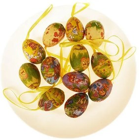 Húsvéti tojáskészlet képekkel, magasság 4 cm, 12db a csomagban