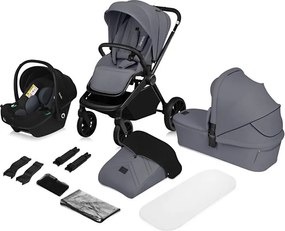 Lionelo - MIKA PLUS 3 az 1-ben kombinált babakocsi, kőszürke