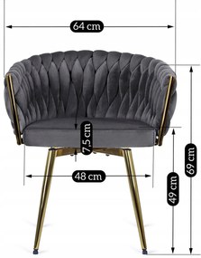 Elegáns Forgó Étkezőszék Szürke Színben. RUBI