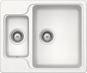 Schock Manhattan N-150 konyhai mosogatótálca Cristalite Alpina 610 x 510 mm, gránit, megfordítható, hagyományos beépítés, fehér