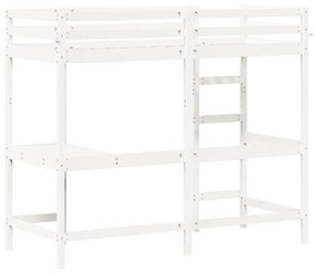 fehér tömör fenyőfa galériaágy íróasztallal 80 x 200 cm