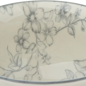 6 darab kerámia tálka szelíd virágok 11,5 cm, szürke