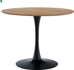 Étkezőasztal, tölgy/fekete, átmérő 110 cm, REVENTON NEW