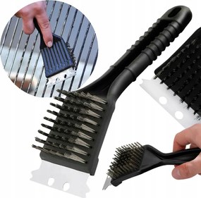 Hosszú grillkefe rozsdamentes acél sörtékkel Kaparó 38 cm