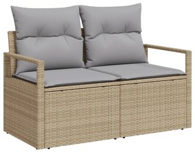 6 darabos kerti kanapé szett párnákkal bézs poly rattan, 2 fős kerti kanapé párnákkal bézs poly rattan
