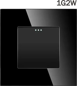 Villanykapcsoló 1G2W Szimpla Lépcsős Üveg Keret FI60 Fekete