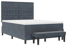 Box Spring Ágy Matraccal és Pad Sötét Szürke 160x200 cm Bársony