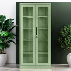 Üveges szekrény AMELIA, 900 x 1850 x 400 mm, Fresh Style: pasztellzöld