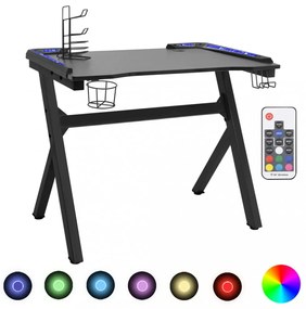 fekete Y-lábú LED-es gamer asztal 110 x 60 x 75 cm