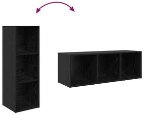 TV szekrény 3 pcs Fekete 107 x 35 x 37 cm Faanyag