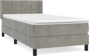 vidaXL világosszürke bársony rugós ágy matraccal 90 x 200 cm