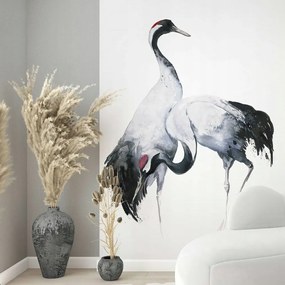 Falfestmény tapéta két daru világos háttér