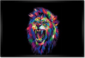 Poszterek keretben 60x40 Színes ordító tigris