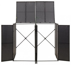 fekete polyrattan dupla kerekeskuka tárolófészer 140x80x117 cm