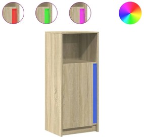 sonoma tölgy szerelt fa tálalószekrény LED-del 42,5x34x100 cm