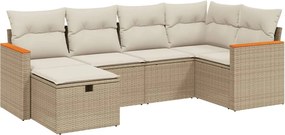 vidaXL 6 részes bézs polyrattan kerti ülőgarnitúra párnával