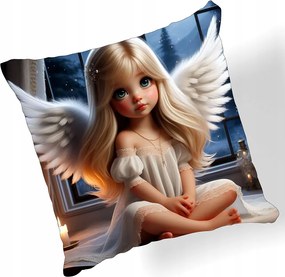 Párna – Kislány angyalka gyertyafényben, hangulatos lakásdekoráció