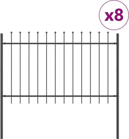vidaXL Kerti Kerítés 8 pcs Szürke 13,6 x 0,8 m Porfestett acél