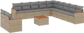 vidaXL 12 részes vegyes bézs polyrattan kerti ülőgarnitúra párnákkal