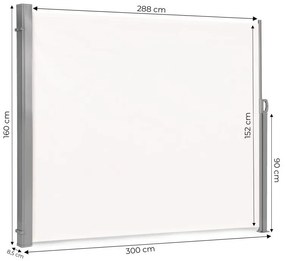 Behúzható oldalsó napellenző 300 x 160 cm, bézs