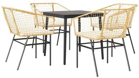 vidaXL 5 észes barna polyrattan üveg kerti étkezőgarnitúra párnával