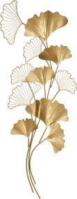 HOMCOM 3D Fém Fali Dekoráció, Arany Fali Művészet Ginkgo Levéllel 138x70cm | Aosom