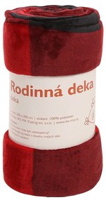 Családi takaró Káro piros-fekete, 200 x 300 cm