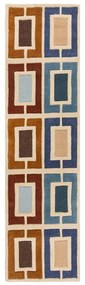 Kék-narancssárga kézi szövésű gyapjú futószőnyeg 60x230 cm Retro Blocks – Flair Rugs