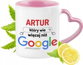 Artúr bögre rózsaszín, szív alakú füllel Kávé ajándék