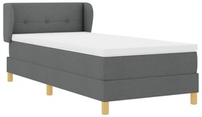 Boxspring Ágy Matraccal - Sötétszürke, 90x200 cm, Textil