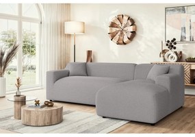 Világosszürke kordbársony sarokkanapé (jobb oldali-heverő résszel) Martin – Ropez