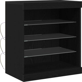 vidaXL LED tálaló Fekete tölgy 60,5 x 37 x 67 cm Faanyag