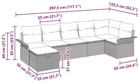 Kerti Kanapé Szett 7 pcs Világosszürke 297,5 x 132,5 x 85 cm