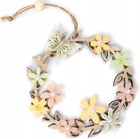 Húsvéti medál fa tavaszi koszorú filc virágokkal 18cm