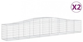 vidaXL 2 db íves horganyzott vas gabion kosár 400x50x60/80 cm