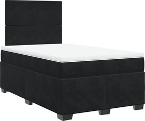 vidaXL fekete bársony rugós ágy matraccal 120x190 cm