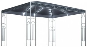 antracitszürke pavilon LED fényfüzérrel 400 x 300 cm