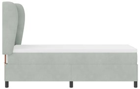 Boxspring Ágy Matrac Közép Szürke 80x200 cm Bársony