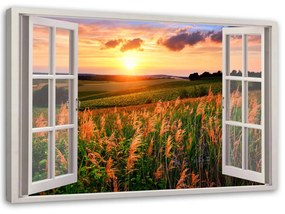 Gario Vászonkép Ablak - virágmezore nézo kilátás Méret: 60 x 40 cm