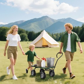 Outsunny Kerti Kocsi Szállító Kocsi Kézikocsi 4 Kerekű 94L x 48,5W x 100H cm max. 150 kg Fém Zöld | Aosom