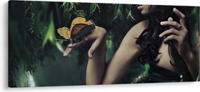 Egy bájos nő képe pillangóval (120x50 cm)