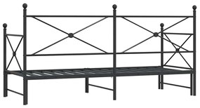 fekete acél kihúzható kanapéágy matrac nélkül 75x190 cm
