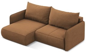 Narancssárga kinyitható-tárolóhelyes sarokkanapé (bal oldali) Nanea – Makamii