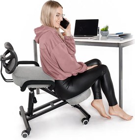 Ergonómikus térdeplőülés, szürkésbarna Taupe/fekete, RUFUS