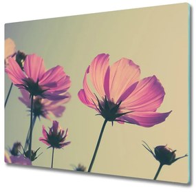 Üveg vágódeszka rózsaszín virágok 60x52 cm