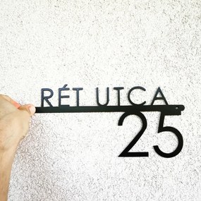 Fém egyedi házszámtábla utcanévvel – lézervágott precizítással